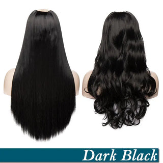 Buy dark-black HAIRRO Clip in Hair Extension U Part Natural Hair Straight Long Blonde Black False Hair Piece Synthetic Hairpiece Heat Resistant