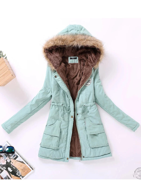 New Winter Military Coats Women Cotton Wadded Hooded Jacket Medium-Long Casual Parka Thickness  XXXL Quilt Snow Outwear