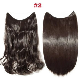 Buy dark-brown HAIRRO 20 Inches Wave Hair Extensions No Clip in Ombre Blonde Black Hair Synthetic Natural Hidden Secret False Hair Piece