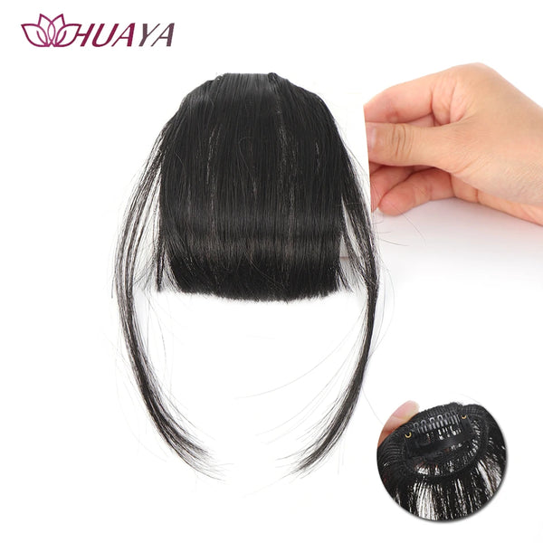 HUAYA Synthetic Hair Bangs Clips Front Side Long Bangs Fake Fringe Clip in Hair Extensions Accessories for Women