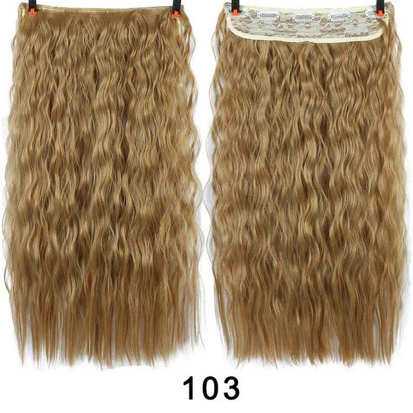 XUANGUANG Long Synthetic Hair 5 Clips in Hair Extension Heat Resistant Hairpiece Natural Wavy Hair Piece