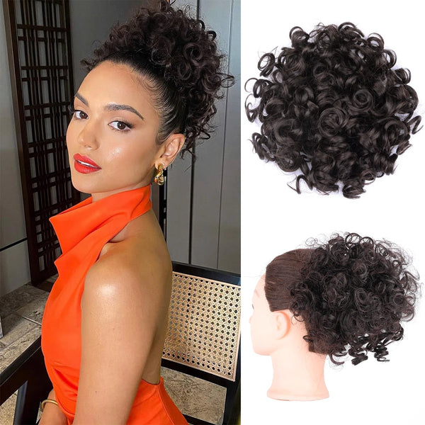 Chorliss Synthetic Claw Chignon Women Messy Curly Fluffy Hair Bun Clip in Ponytail Hair Extensions Natural False Hairpieces