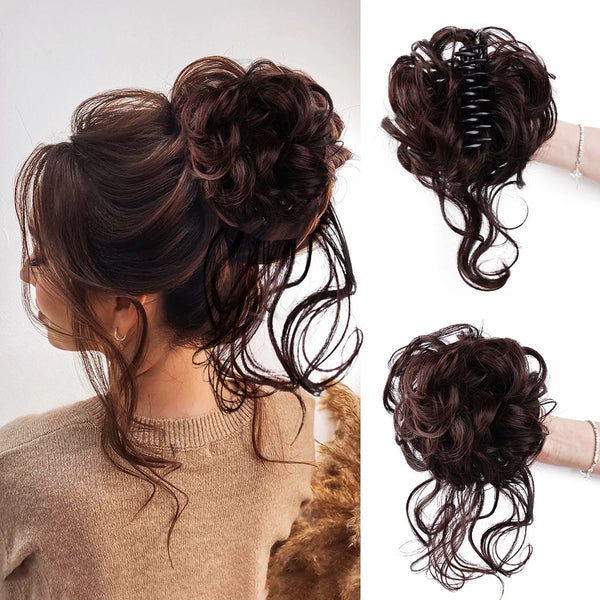 Messy Bun Hair Piece Tousled Updo H Air Extensions With Elastic Hair Bands Curly Hair Bun Scrunchie for Women Girls