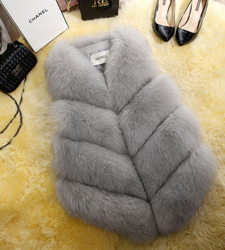 Buy light-grey Faux Fur Sleeveless Vest Winter Thick Coats Women 2022 New Fashion Casual Jacket Warm Slim  Outerwear Women Winter Vest