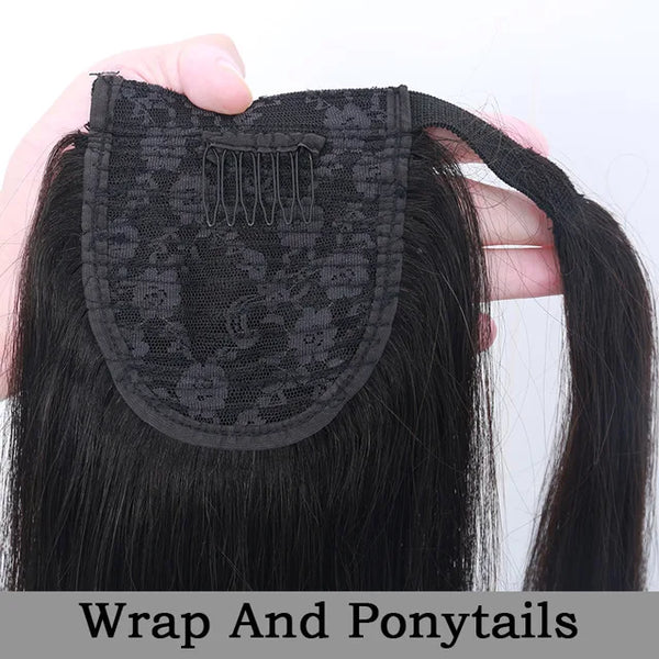 Afro Kinky Curly Ponytail Remy Hair Pieces for Women Natural Black Clip in Ponytails Drawstring 100% Human Hair Dolago Products