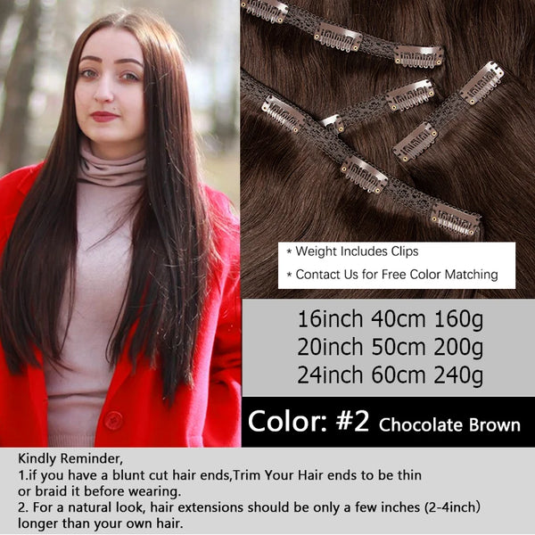 MRSHAIR Big Volume 24inch 240G Clip in Human Hair Extensions Seamless Clip in Hair Pieces 6PCS FULL Head for Thick Raw Hair