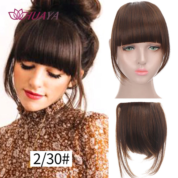 HUAYA Synthetic Hair Bangs Clips Front Side Long Bangs Fake Fringe Clip in Hair Extensions Accessories for Women