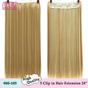 WTB Synthetic 60cm Long Wavy 5 Clip in One Pieces Hair Extensions High Tempreture Fiber Black Brown for Women Hairpieces