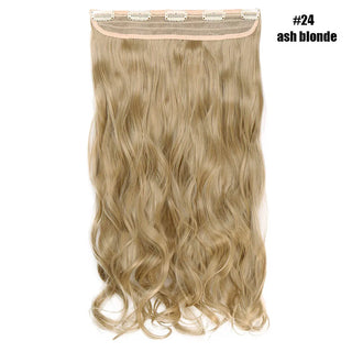 Buy ash-blonde BENEHAIR Synthetic Hairpieces 24&quot; 5 Clips in Hair Extension One Piece Long Curly Hair Extension for Women Pink Red Purple Hair