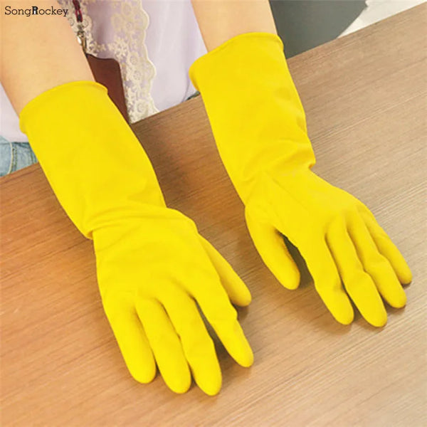 Yellow Rubber Gloves Wash Dishes Waterproof Latex Rubber Laundry Cleaning Cleaning Thick and Durable