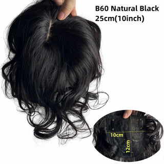 Buy b60-natural-black Clip in Natural Human Hair Topper Bangs Fringe Hair Pieces Middle Part Brazilian Extension for Women Hair Volume 10inch Non-Remy