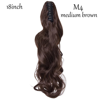 Buy medium-brown HAIRRO Claw Clip on Ponytail Hair Extension Synthetic Ponytail Extension Hair for Women Pony Tail Hair Hairpiece Wave Ponytail