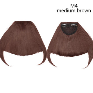 Buy medium-brown HAIRRO Short Synthetic Bangs Heat Resistant Hairpieces Hair Women Natural Short Fake Hair Bangs Hair Clips for Extensions Black