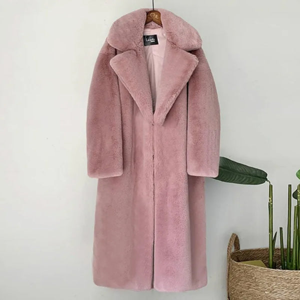 New Elegant Long Winter Faux Fur Coat Women Fashion Plush Fur Coats Loose High Quality Thick Warm Winter Fur Overcoat