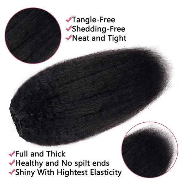 Kinky Straight Human Hair Clip in Extensions Head Clip Ins for Women 100% Unprocessed Brazilian Virgin Human Hair 12-26 Inches