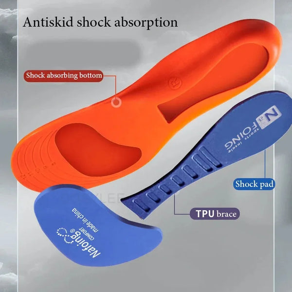 4D Sports Insoles Orthotic Insole Soft Deodorant Insole Flat Arch Support Full Pad Elastic Adult Massage Insole for Running Sole