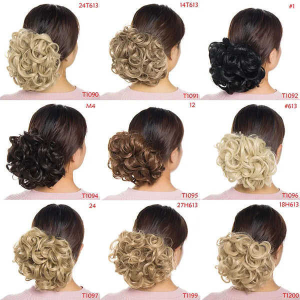 HAIRRO LARGE Comb Clip in Curly Hair Extension Synthetic Hair Pieces Chignon Women Updo Cover Hairpiece Extension Hair Bun