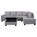 Reversible Sectional Sofa Space Saving With Storage Ottoman Rivet Ornament L-Shape Couch for Large Space Dorm Apartment