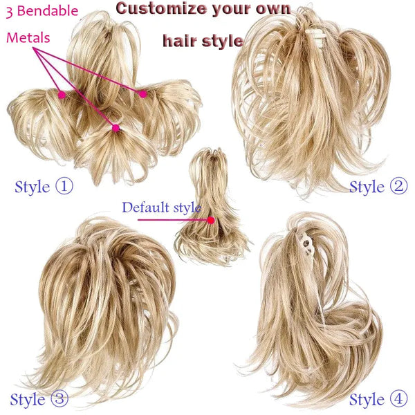 BENEHAIR Synthetic Hair Bun Claw Ponytail Clip in Hair Extensions Fake Hair Hairpiece for Women Ponytail Hair Wavy Messy Bun