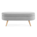 Ottoman Oval Storage Bench, Rubber Wood Legs, Grey(43.5"x16"x16")