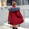 2021 Artificial Raccoon Fur Collar Winter Jacket Women Winter and Autumn Wear High Quality Parkas Outwear Women Long Coats