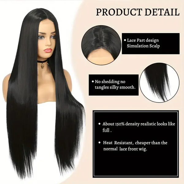 Long Black Wig Lace Front High Quality Synthetic Wig Blonde Black Synthetic Wigs Glueless Cosplay Hair Lace Wigs for Women