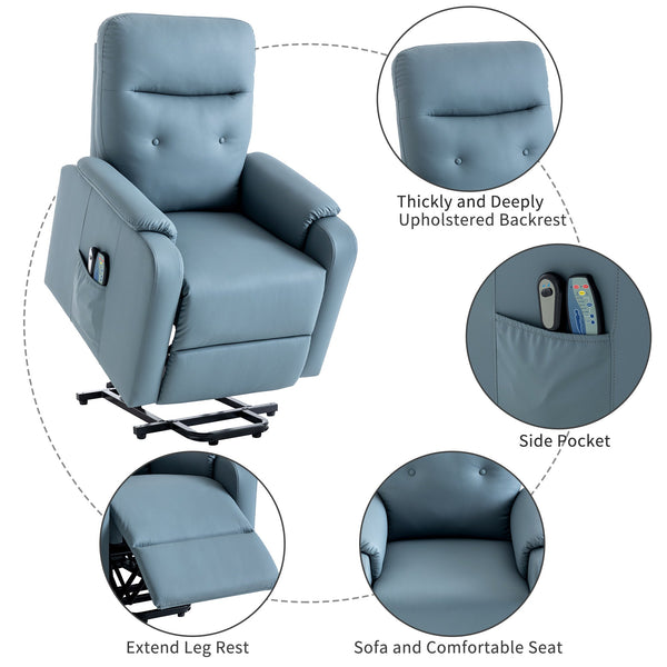 Massage Recliner Chair Electric Power Lift Chairs With Side Pocket, Adjustable Massage and Heating Function for Adults A