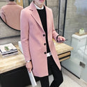 2023 Autumn Winter New Men's Woolen Coats Male Slim Long Jacket Fashion Boutique Solid Slim Men's Trench Coat Jacket Plus Size