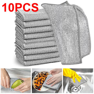 2-10Pcs Rags for Kitchen Scrubber Thickened Kitchen Cleaning Cloth Magic Dishcloth Kitchen Bowl Dishcloth Cleaning Towel