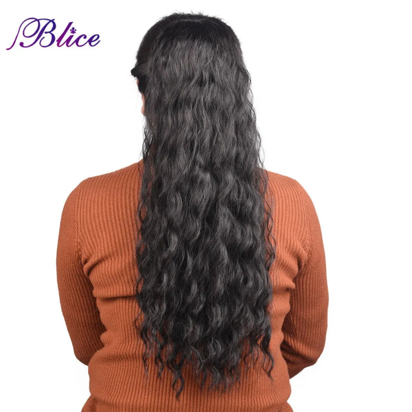 Blice Synthetic 20-24inch Drawstring Curly Ponytail Pure Color Alita Heat Resistant Hair Extensions With Two Plastic Combs