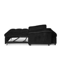 Loveseats Sofa Bed With Pull-Out Bed,Adjsutable Back and Two Arm Pocket,TypeC and USB Charging With Copper Nail,Black (4