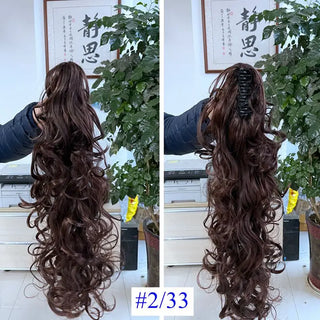 Buy 2-33 Luxury for Braiding 76cm 210g  Long Wavy High Temperature Fiber Synthetic Hair Pieces Claw Clip Ponytail Extensions for Women