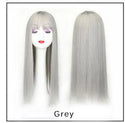 Gres Blonde Synthetic Hair Piece Women 3 Clips in Hair Extension With Bangs 22" Long High Temperature Fiber Brown/Grey/Black