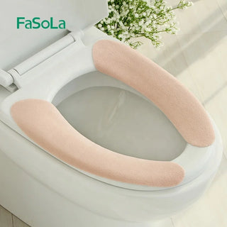 FaSoLa Printed Toilet Seat Cover Washable Fiber Cloth Toilet Pad Soft Thicker Warmer Sticky Toilet Seat Cushion for Bathroom