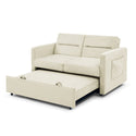 Loveseats Sofa Bed With Pull-Out Bed,Adjsutable Back and Two Arm Pocket,Beige (54.5"x33"x31.5")