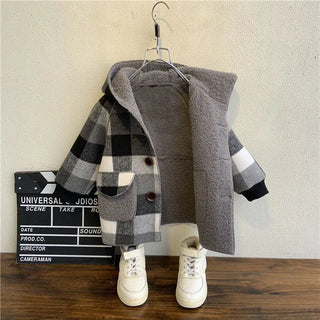 Buy 1 2023 New Baby Girl Boy Winter Coat Boys Fashion Casual Cotton Padded Wool Thickened Long Coats Children Kids Warm Hood Jacket