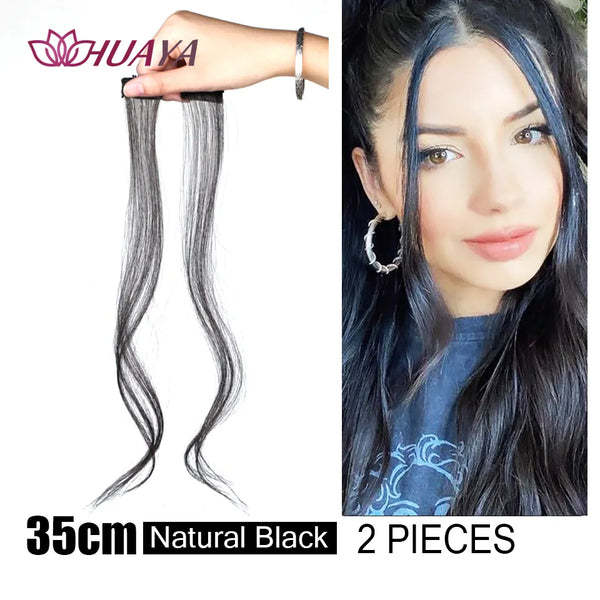 HUAYA Synthetic Hair Bangs Clips Front Side Long Bangs Fake Fringe Clip in Hair Extensions Accessories for Women