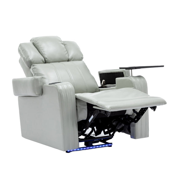 PU Leather Power Recliner Individual Seat Home Theater Recliner With Cooling Cup Holder, Bluetooth Speaker, LED Lights,