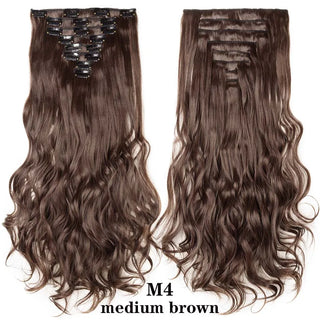 Buy medium-brown HAIRRO 24Inches 170g 36 Colors Long Straight Synthetic Hair Extensions Clips in High Temperature Fiber Black Brown Hairpiece