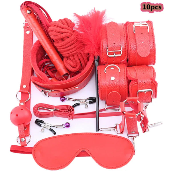 BDSM Kit Sex Toys for Men Erotic Handcuffs Whip Sextoy Anal Plug Vibrator Bdsm Sex Bondage Set Adult Toys Sm Products Sex Toys