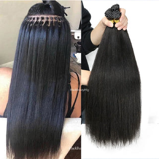 Light Yaki I Tip Human Hair Extension Brazilian Remy Hair Microlink Pre Bonded Yaki Straight Stick I Tip Hair 100g 100strands