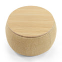 Round Storage Ottoman, 2 in 1 Function, Work as End Table and Ottoman, Natural (25.5"x25.5"x14.5")