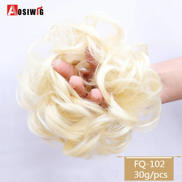 AOSIWIG Synthetic Long Curly Chignons Hair Tails Clip in Hair Extensions Fake Hair Pieces Heat Resistant Chignons for Women