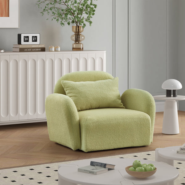 Living Room Furniture Lazy Sofa Chair Teddy Fabric Light Green