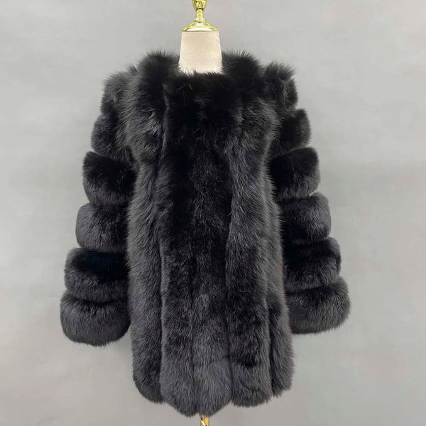 MISSJANEFUR Women Fox Fur Coat Natural Fur 2022 Fashion Luxury Medium Long Winter Plush Coats Custom XXXXXL