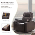 Power Motion Recliner With USB Charging Port and Hidden Arm Storage 2 Convenient Cup Holders Design and 360° Swivel Tray