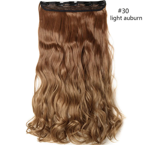 HAIRRO 5 Clips Synthetic Hair Long Straight Clip in Hair Extensions False Hair Black Hair Pieces for Women False Wavy Hairpiece