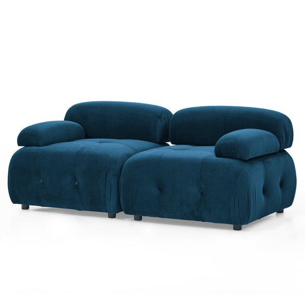 Modular Sectional Sofa, Button Tufted Designed and DIY Combination,L Shaped Couch With Reversible Ottoman, Navy Velvet