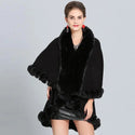 Winter New Plaid Cape for Women Loose Coat Winter 2021 Faux Fox Fur Poncho Wool Coats Women Tassel Cloak Warm Outwear