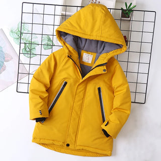 Buy yellow-01 IYEAL Kids Boys Winter Coat Children Zipper Clothing Long Sleeve Hooded Windproof  Jackets Warm Coats Clothes for 4-12 Years